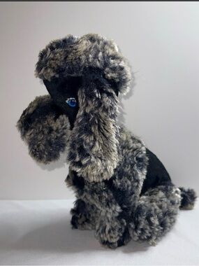 Plush Gray and Black Dog Toy - Soft Fur Pet Plush